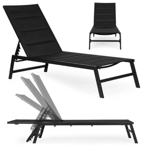 Sezlong gradina reglabil MultiGarden, cadru metalic, negru HOM010660