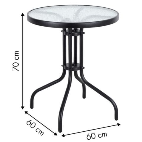 Dimensiuni Masuta rotunda MultiGarden, balcon, terasa sticla securizata, 60 cm HOM060147