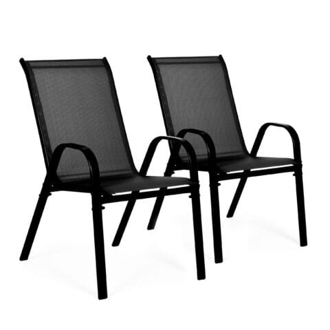 Set 2 scaune gradina si terasa MultiGarden, metal, textil, negru HOM001064