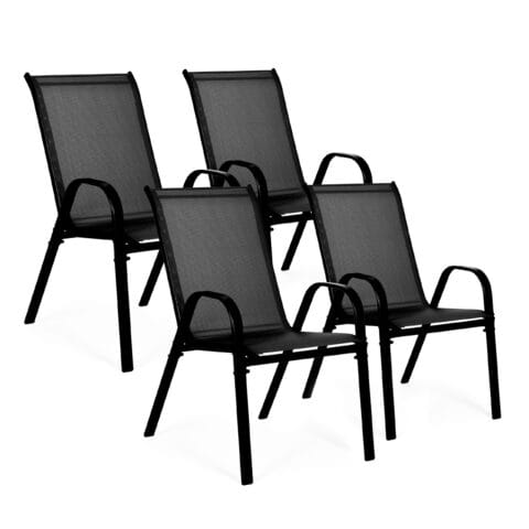 Set 4 scaune gradina si terasa MultiGarden, metal, textil, negru HOM004904